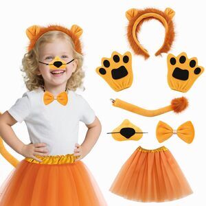 3321 Brown Lion 7-piece Animal Costume Set With Ears Headband